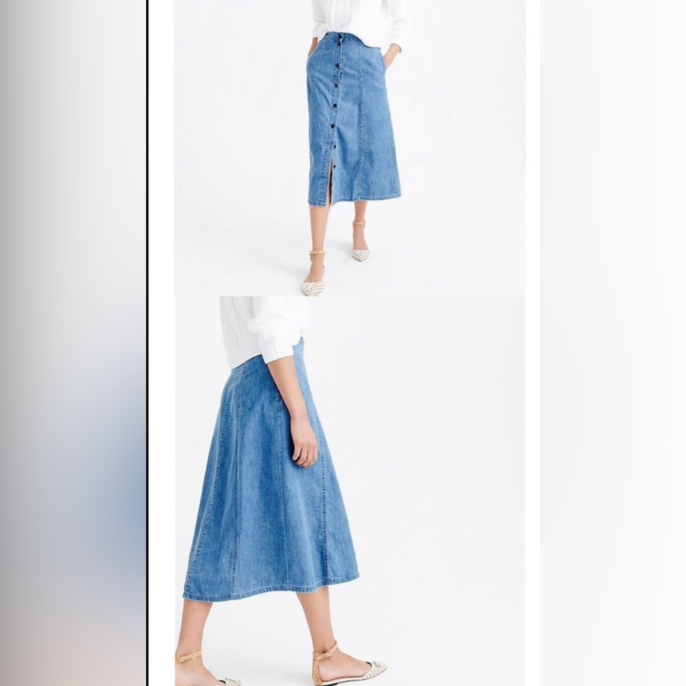 J. Crew denim button-up midi skirt